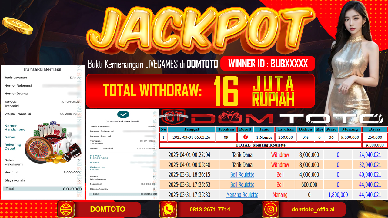 JACKPOT LIVEGAMES ROULETTE  01 APRIL 2025